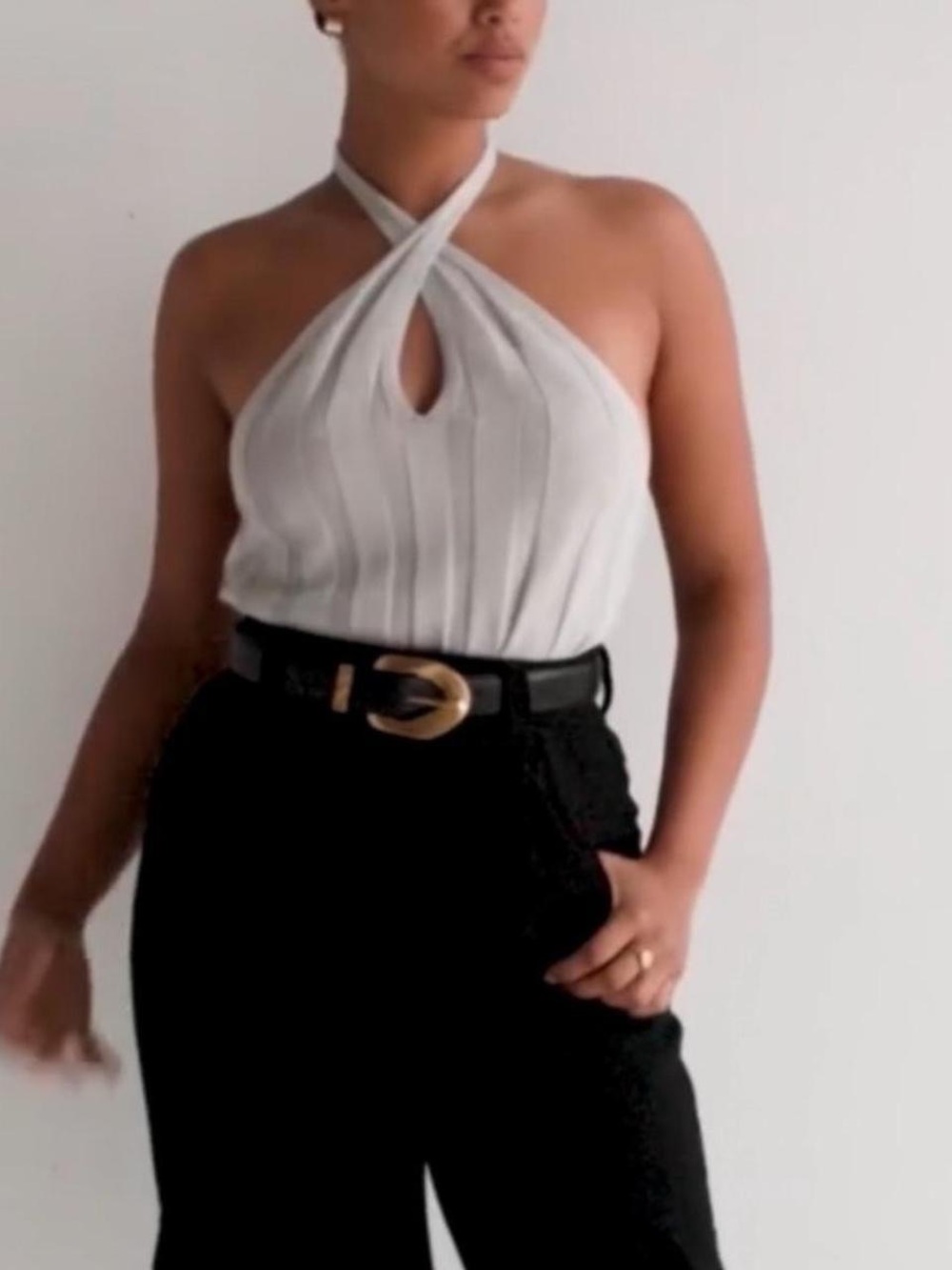 Dissh Everly Silver Twist Knit Top